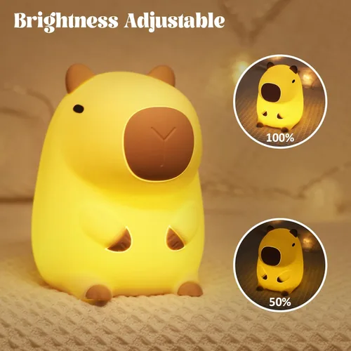 Vista 6 de YuanDian Lámpara Nocturna de Capybara - Adorable Lámpara de Silicona para Niños, Bebés, Adultos Lindo Regalo de Capybara, Decoración