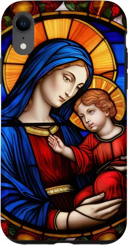 Vista 24 de Blessed Virgin Mary and Jesus Christ Stained Glass Case for iPhone 16