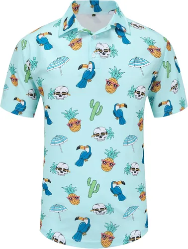 Vista 98 de Camisas de golf para hombre, Dry Fit, camisa de golf de manga corta, divertidas camisas polo de golf