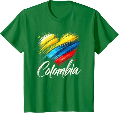 Vista 4 de Camiseta de orgullo colombiano con corazón de la bandera de Colombia