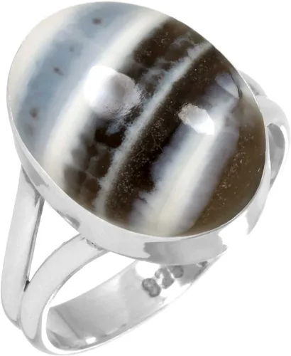 Vista 28 de Anillo hecho a mano de plata de ley 925 genuina grueso con piedras preciosas naturales ágata, cuarzo rosa, lapislázuli, ámbar ovalado, joyería