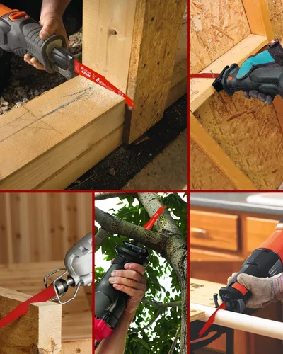 Vista 6 de Paquete de 10 hojas de sierra recíproca de 6 pulgadas 6/12 TPI para madera con clavos incrustados, hojas bimetálicas para cortar montantes y clavos
