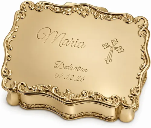 Vista 11 de Cherished Moments Joyero rectangular de dedicación de bebé personalizado Dedicación de plata