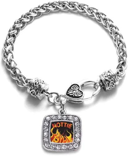Vista 67 de Pulsera de dijes cuadrados de plata con joyería de circonita cúbica