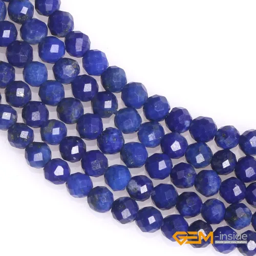 Vista 2 de GEM-Inside Cuentas espaciadoras redondas facetadas de gemas de lapislázuli azul natural semipreciosas de 2mm para hacer joyas 15