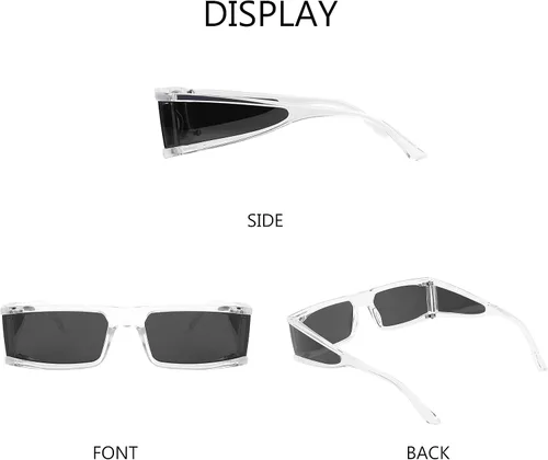 Vista 2 de FEISEDY Cool Rectangular Gafas de sol con lentes laterales hombres mujeres tendencia retro gafas de sol B2739