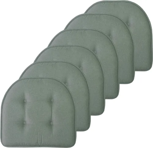 Vista 80 de Sweet Home Collection - Cojín de asiento de espuma viscoelástica y respaldo de caucho antideslizante con capitoné para silla, cojín en U, 17x16 Gris