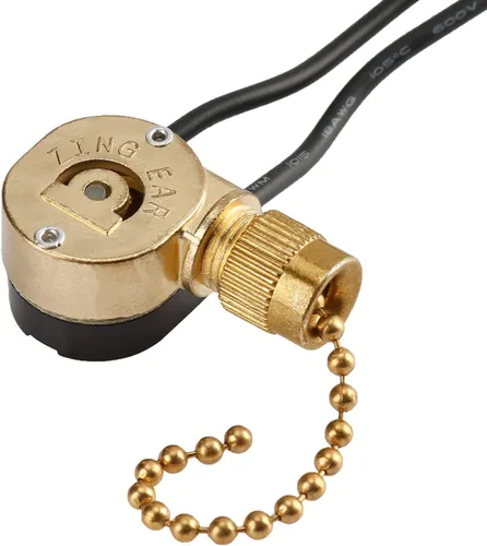 Vista 9 de Interruptor de cadena de tracción de techo ZE-109M Zing Ear Metal Pull Chain Light Switch ON-Off Interruptor de cadena de tracción Interruptor