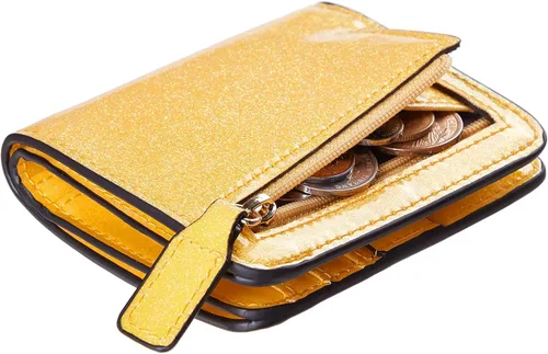 Vista 2 de Gostwo - Cartera compacta de piel genuina de lujo para mujer con bloqueo de RFID y ventana de identificación