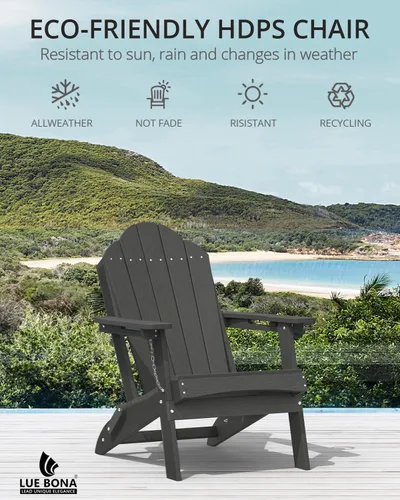 Vista 7 de LUE BONA - Silla plegable Adirondack, portavasos, juego de 4, color negro