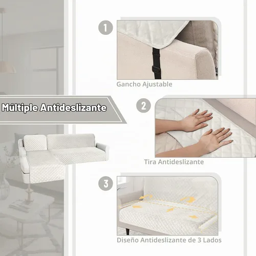 Vista 6 de HDCAXKJ Fundas impermeables para sofá modular, acolchadas de terciopelo, 2 piezas, en forma de L, lavables, gruesas, antideslizantes, con protector
