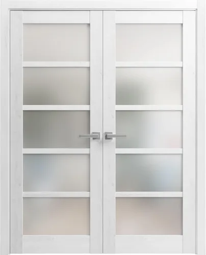 Vista 14 de Puertas dobles francesas macizas de vidrio esmerilado de 36 x 80 pulgadas Quadro 4002 ceniza de chocolate Marcos de panel sólido de madera