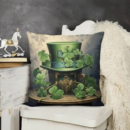 Vista 12 de Funda de cojín de terciopelo verde con diseño de trébol de granja, fundas decorativas para sala de estar, fundas de almohada cuadradas decorativas