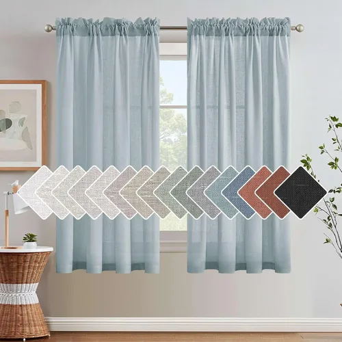 Vista 44 de H.VERSAILTEX Cortinas texturizadas de lino con filtro de luz para sala de estar, tratamiento de ventanas, cortinas naturales y duraderas