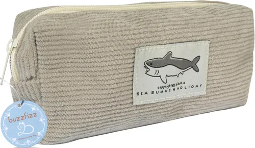 Vista 6 de Estuche pequeño para lápices con gran capacidad, estuche con diseño de tiburón, bolsa con cremallera gris para oficina, organizador de papelería