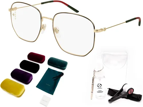 Vista 2 de Gucci GG0396O - Gafas de metal con forma octogonal + paquete con kit de gafas de lujo eSHADES, mujer