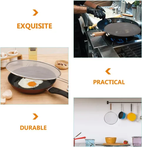 Vista 3 de 3pcs Stainless Steel Fine Mesh Splatter Screen Guard for Frying Pots Dense Mesh Helps Protect Skin and Keep Stovetops Cleaner, with Long Handle