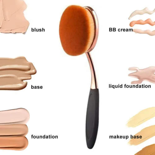 Vista 6 de Yoseng - Brocha ovalada para maquillaje, cepillo de base grande, cepillos de maquillaje, aplicación rápida y sin defectos de base líquida, crema