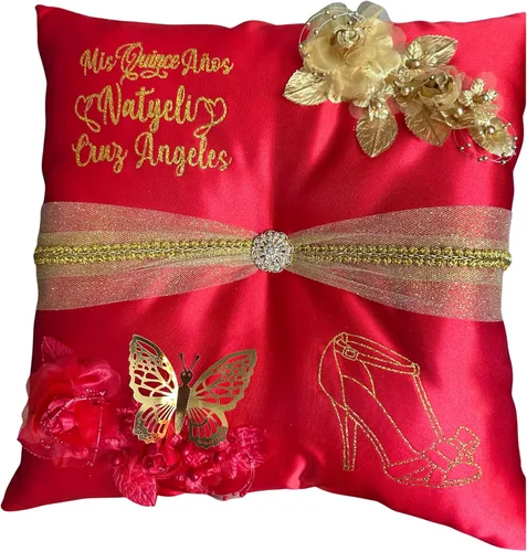Vista 14 de Almohada para zapatos de quinceañera, azul, hecha a mano y personalizada para ti.