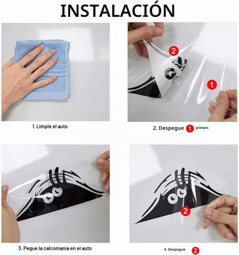 Vista 6 de 2 calcomanías de auto con ojos aterradores de monstruo que asoma, elfo que asoma, impermeable, calcomanías de coche con sonrisa e ira, color negro