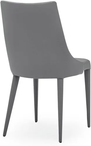Vista 4 de ZURI Jillian - Silla de comedor de cuero sintético gris con respaldo curvado