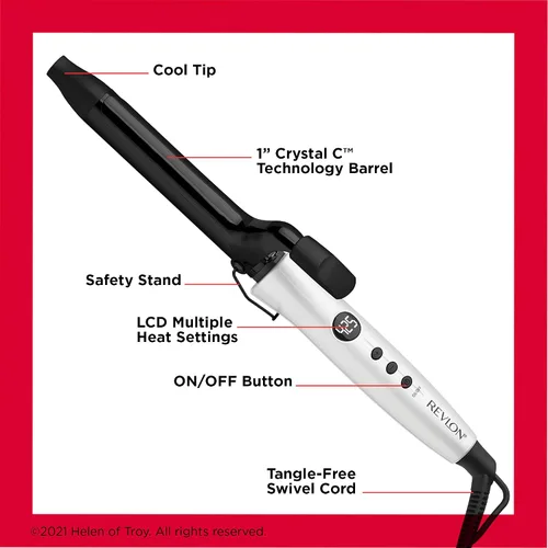 Vista 4 de Revlon Crystal C + rizador de pelo de cerámica, brillo duradero y menos encrespamiento, (1 pulgada)