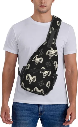 Vista 7 de Small Crossbody Bags for Women Men - Vintage Goat Skull Print Adjustable Shoulder Bag Fanny Packs Belt Sling Bag Crossbody Purses Backpack for