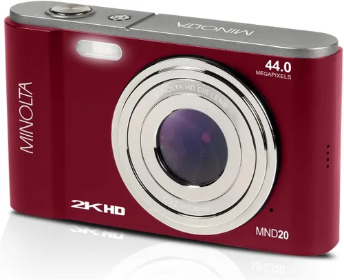 Vista 2 de Minolta MND20 44 MP 2.7K Ultra HD Cámara digital con caja de cámara Slinger (rojo)