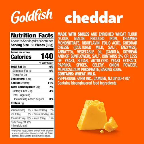 Vista 2 de Goldfish Galletas con Queso Cheddar, Caja de 27.3 Oz