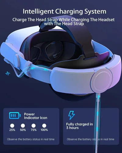 Vista 5 de ToyBag Head Strap with 6000mAh Battery Compatible with Oculus Quest 2, Adjustable Elite Head Strap for Enhanced Support and Extending Game time in VR