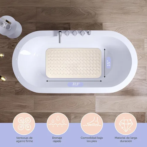 Vista 4 de Tapetes de ducha antideslizantes para ducha interior, de 15 x 27.5 pulgadas, tapete de bañera de elastómero termoplástico antideslizante para bañera