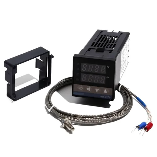 Vista 9 de REX-C100 Digital PID Temperature Thermostat Controller with M6 Thread Type K Thermocouple SSR/Relay Output Controller Kit(Controller Set 1m,Relay