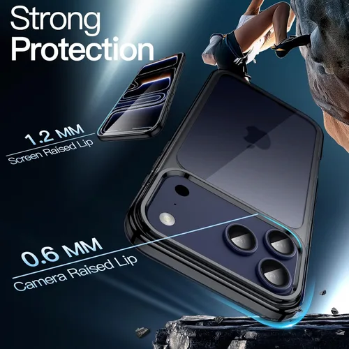 Vista 4 de JETech Funda para iPhone 17 Pro de 6.3 pulgadas, no amarillenta a prueba de golpes, parte trasera transparente antiarañazos (negro)