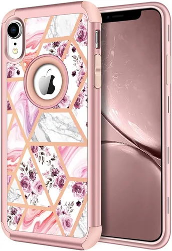 Vista 13 de Hython Compatible con Funda para iPhone XR, Protector Defensor de Cuerpo Completo de Servicio Pesado con Purpurina Brillante Reluciente, Carcasa