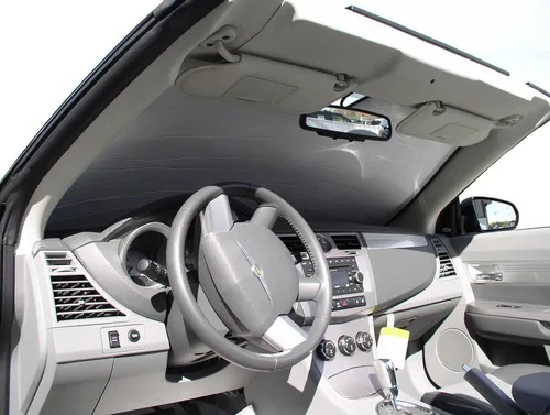 Vista 9 de HeatShield, The Original parasol para parabrisas, ajuste personalizado para Chrysler Sebring Convertible 2007, 2008, 2009, 2010 serie Gold