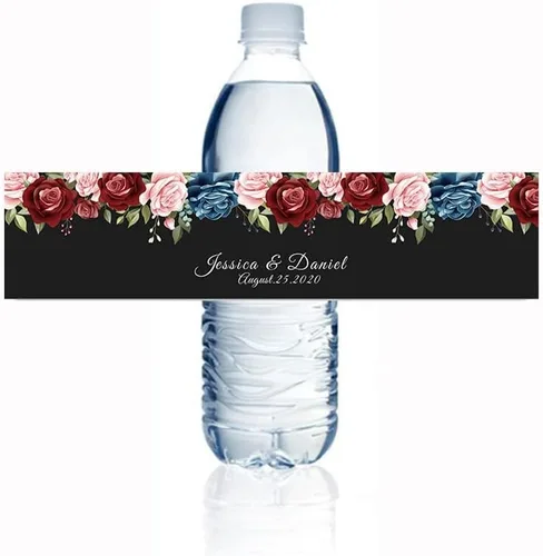 Vista 2 de Etiquetas personalizadas para botellas de agua de boda, calcomanías, cumpleaños, aniversarios, calcomanías personalizadas para botellas de agua