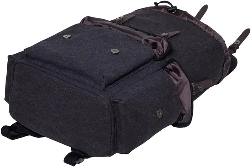 Vista 6 de KAUKKO Vintage Casual polyster and Leather Rucksack Backpack(03-CANVAS BLACK)