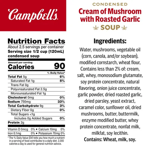 Vista 2 de Campbell's Sopa Condensada Crema de Champiñones con Ajo Asado, Lata de 10.5 Onzas