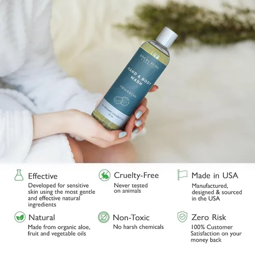 Vista 6 de SoCal Suds & Company Gel de baño orgánico - Jabón líquido suave para manos y cuerpo para hombres y mujeres, fabricado con aceites orgánicos y aceite