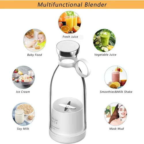 Vista 2 de Licuadora portátil de jugo, licuadora de jugo fresco, exprimidor eléctrico portátil inalámbrico de 11.8 fl oz, licuadora de jugo fresco portátil