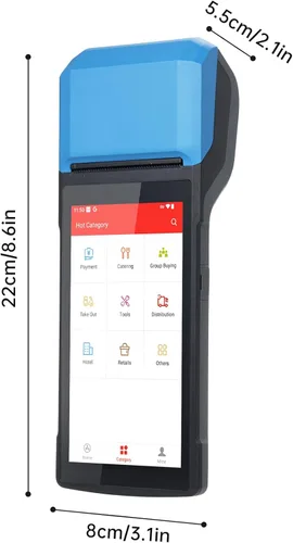 Vista 8 de Bisofice PDA portátil 4G POS Android 13.0 impresora de recibos 2GB+16GB, cámara 5M, escáner de código de barras 1D 2D, conexión de red completa