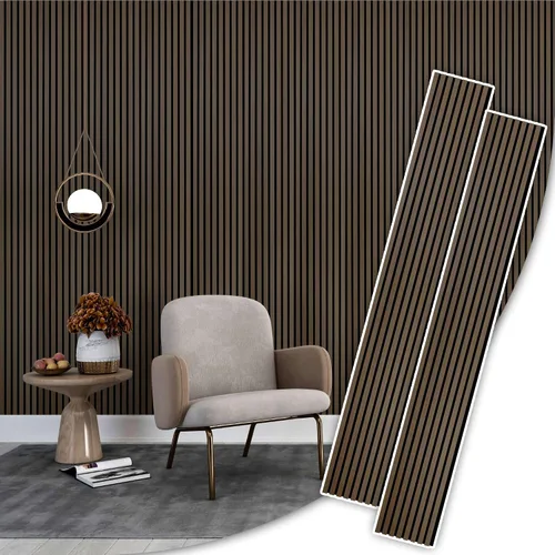 Vista 23 de IZODEKOR Paneles de pared acústicos de madera de 23.5 x 23.5 pulgadas (paquete de 2) – Paneles decorativos absorbentes de sonido para decoración