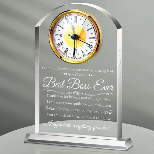 Vista 13 de Regalos de jefe para hombres, reloj de acrílico, el mejor regalo para hombres y mujeres, reloj de agradecimiento para líderes de oficina, gerente