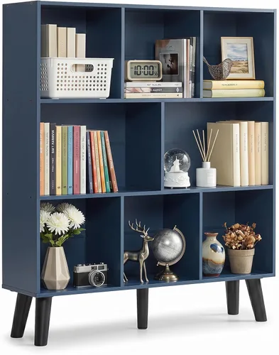 Vista 36 de YAHARBO Estantería de 2 cubos, soporte para tocadiscos negro con almacenamiento de vinilo de hasta 100 álbumes, estante horizontal para libros