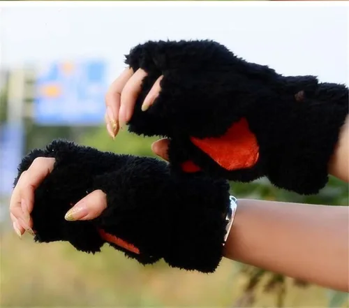 Vista 3 de MizHome - Guantes de invierno suaves con diseño de oso de gato