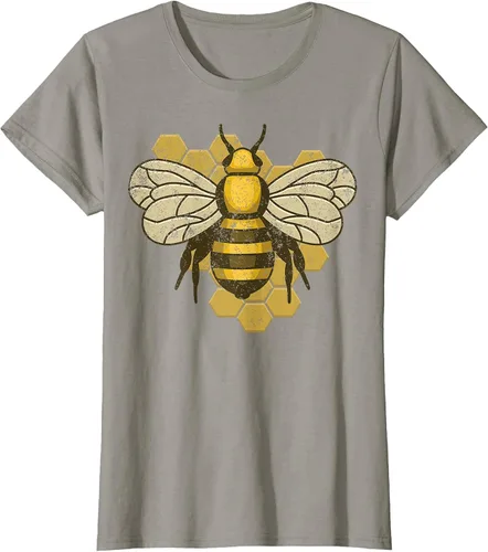 Vista 24 de Retro Beekeeper Beekeeper Honey Bumblebee Vintage Saves Bees T-Shirt Asphalt Grey