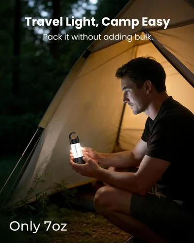 Vista 6 de ETENWOLF Linterna de campamento ultra brillante, mini linterna LED de 1000 lúmenes, linterna recargable de 5000 mAh con 6 modos, luz portátil