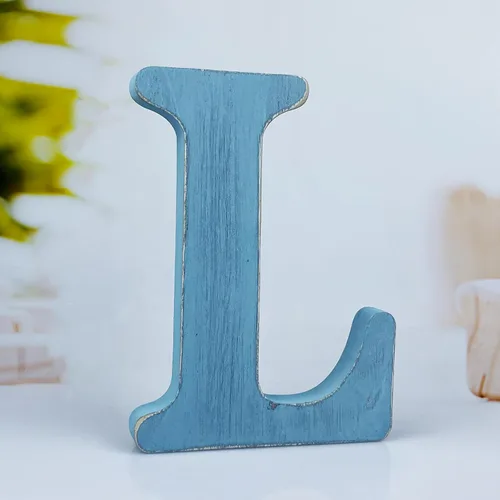 Vista 20 de Letras de madera azul rústica de 6 pulgadas, letras de madera sin terminar para pared, letras decorativas azules retro de pie, decoración de tablero