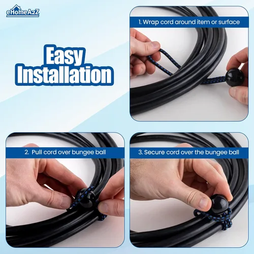 Vista 5 de Paquete de 25 cuerdas elásticas de bolas elásticas de 6 pulgadas de diámetro para toldo, red, postes, jardín, herramientas, cables, cable resistente