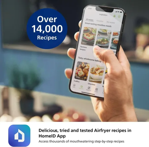 Vista 9 de Philips Freidora de aire serie 2000 – Sartén de 4.4 cuartos de galón (4.2 L), 13 funciones de cocción, tecnología RapidAir, cocción saludable con un